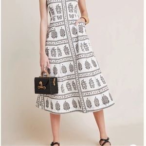 Anthropologie Woodblock Floral Midi Dress